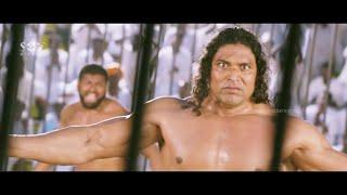 Dhruva Sarjas Jangi Kushti in Village to Lift God Idol  Bharjari Movie  Kannada Movie Scenes