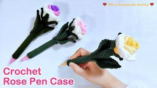 Beauty Crochet Rose Pen Case