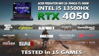 ACER PREDATOR NEO 16 - i5 13500HX + RTX 4050 Gaming Benchmark Test in 2024  Tested in 15 Games 