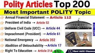 Important Articles of Indian Constitution Tricks  Top 200 Articles MCQ  Polity Articles Gk SSC CDS