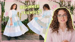 how to sew a patchwork summer dress BEGINNER sewing tutorial