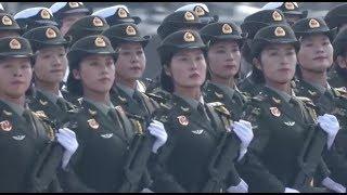 Female soldiers march during Chinas National Day celebrations