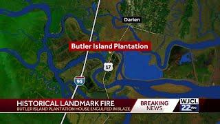 Fire engulfs historic Butler Island Plantation House