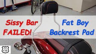 Backrest Pad Install and Sissy Bar Failure 2023 Harley Fat Boy