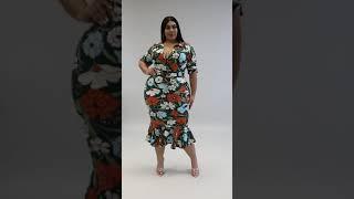 Plus size model fashion  curvy woman model blooming flower dress #shorts