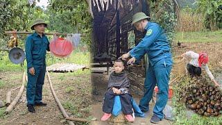 The single mother sells snails the policeman cuts the babys hair and helps repair the house