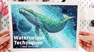 How to Paint a Whimsical Watercolor whale - Learn advanced Watercolor Techniques