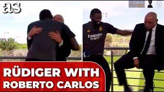 RÜDIGER shocks ROBERTO CARLOS with entrance on REAL MADRID TV journalist stunned