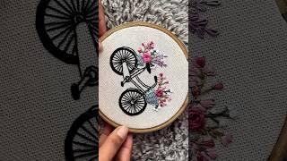 Floral bicycle embroidery #embroidery #handembroidery #shorts