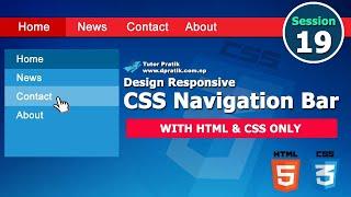 Responsive Navigation Bar Design Tutorial With CSS Session 19  Tutor Pratik