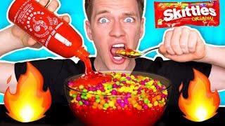 WEIRD Food Combinations People LOVE *HOT SAUCE & SKITTLES* Eating Funky & Gross DIY Foods Candy