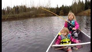 Cute Kids Catching Their First Fish