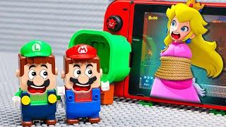 Lego Mario Bros enter the Nintendo Switch in Bowsers parkour to save Princess Peach Mario Story