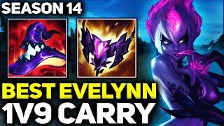 RANK 1 BEST EVELYNN IN THE WORLD 1V9 CARRY GAMEPLAY  Season 14 League of Legends