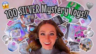 UNBOXING 100 *SILVER ONLY* MYSTERY TOYS🩶 DOORABLES L.O.L MINI BRANDS SQUISHMALLOWS ETC🫢