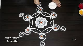 Simple morning muggulu  easy rangoli Suneetha  Daily kolam with 3 dots