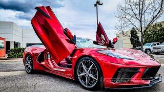 Chevrolet Corvette C8 from CA with Lambo Door conversion kit by Vertical Doors Inc. AKA Lambo Doors