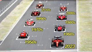 Ferrari F1 2023 vs One Ferrari F1 from each decade 1950-2023 - Monaco GP