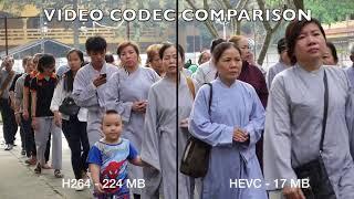 H264 VS H265 HEVC side by side video comparison.