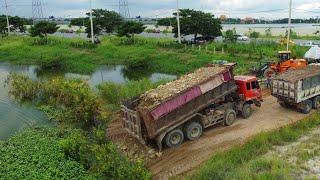 Perfectly Filling Land Huge Size Project Bulldozer DH17 C2 SHANTUI Push Stone with 25.5Ton Truck