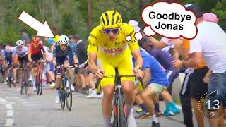 Tadej Pogacar STOMPS Jonas Vingegaard on Pla dAdet  Tour de France 2024 Stage 14