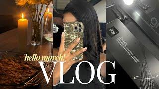 VLOG Bye Feb Hello March  new goals ghd event at home date night clothing haul + more 
