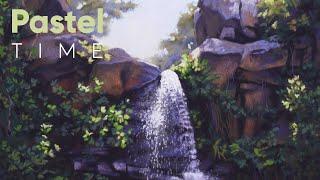 Waterfall in Soft Pastel on the new Canson Velvet Paper - Timelapse