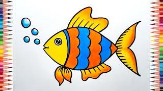 Fish Drawing For Beginners  How to Draw Fish Step By Step  Easy Fish Drawing With Colour..