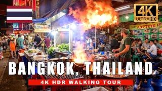 Bangkok Thailand Walking Tour - Best Night Markets &  Street Food  4K HDR 60fps
