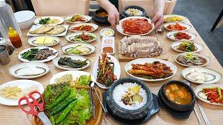 이 가격에 30첩 반상이? 엄청난 보쌈양에 30가지 반찬을 새벽부터 혼자 다 만드시는 74세 할머니┃Korean grandmas $8 meal Korean street food
