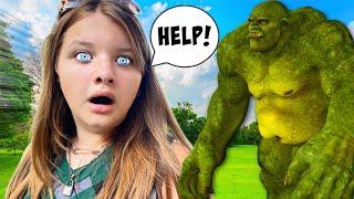 Giant TROLL GOBLiN  in OUR YARD Can Aubrey and Caleb TRAP the CREATURE