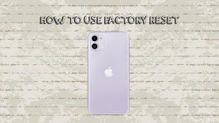 How To Use Factory Reset On Iphone