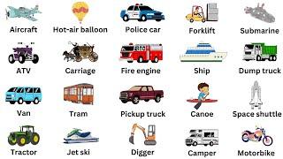 Different Types Of Vehicles In English  Transportation Vocabulary