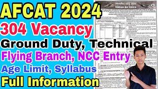 Air Force AFCAT Recruitment 2024 For 304 Posts Apply Online SSC AFCAT 022024 Syllabus age limit