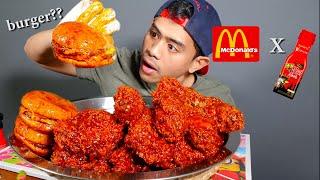 INSANE EATING 10 CHICKEN AND 3 BURGER FROM MCDONALD USING 2 BOTTLES OF NUCLEAR SAMYANG SAUCE
