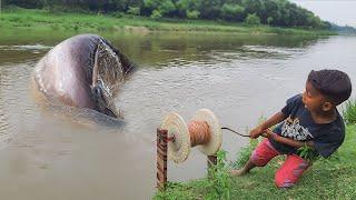 Unique Best Hook Fishing Video 2022  Traditional Boy Catching Big fish With Plastic Box in River