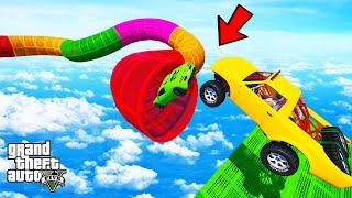 FRANKLIN TRIED IMPOSSIBLE COLOURFUL SNAKE TUNNEL PARKOUR RAMP CHALLENGE IN GTA 5  SHINCHAN and CHOP