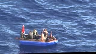 Cuban refugees in raft
