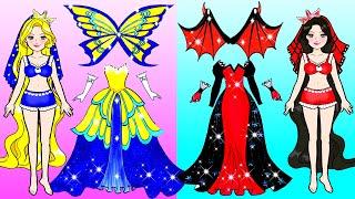 Paper Craft Butterfly Bride & Vampire Bride Wedding Dress - Barbie Story & Crafts  WOA Doll Stories