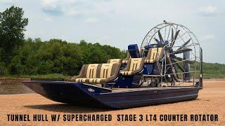 AeroWake Tunnel Hull Airboat w Supercharged LT4 Counter Rotator - Illusion Blue