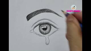 How to draw crying eye  Eye with teardrop  Realistic Eye EASY Tutorial