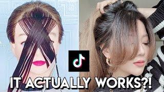 DIY CURTAIN BANGS TRYING VIRAL TIK TOK TUTORIAL