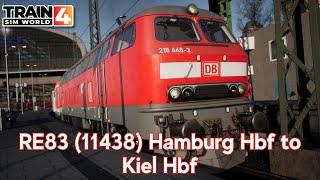 RE83 11438 Hamburg Hbf to Kiel Hbf  - Hauptstrecke Hamburg - Lübeck - BR 218 - #TrainSimWorld4