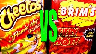 Cheetos Flamin Hot vs Dollar Tree Brims Fiery Crunchy Cheese Curls FoodFights Hottest Challenge