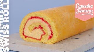 Peanut Butter & Jam Swiss Roll Recipe & How To  Cupcake Jemma