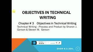 Objectives in technical writing