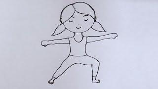 ‍️DRAWING TRICK‍️HOW TO DRAW A LITTLE GIRL DOING YOGAEASY DRAWING#yogadrawing @TamilNewArt