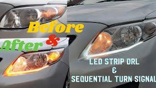 How to Install DRL and Sequential Turn LED Strip for Headlights  2009-2013 Toyota Corolla