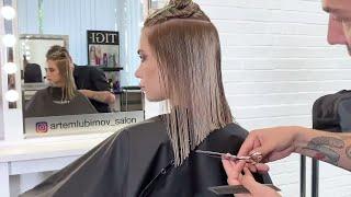Женская стрижка ДЛИННЫЙ БОБ 2020 средние волосы - Артем Любимов стрижки. Как постричь длинное каре