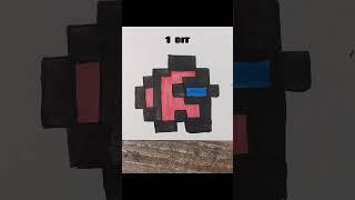 How to draw Among us Pixel art  64 bits - quarter bit #shorts #art